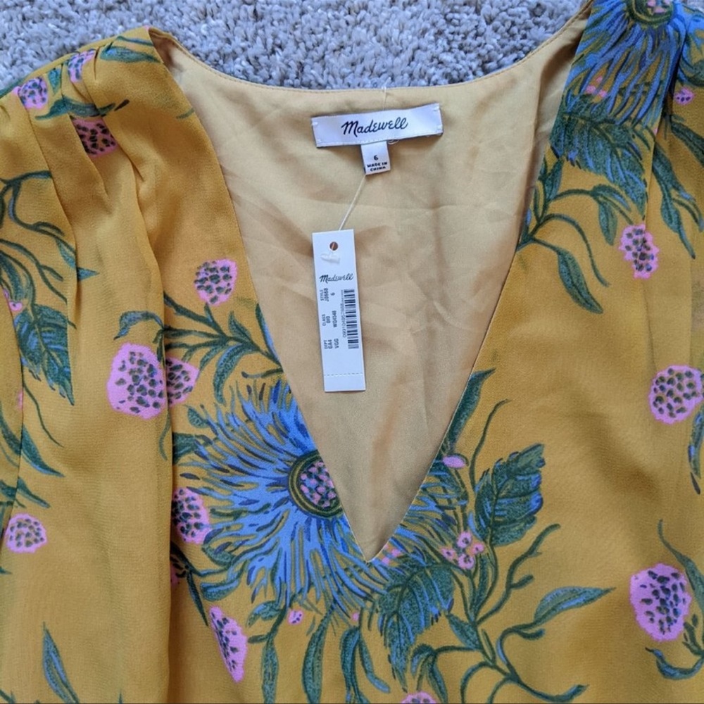 NWT Madewell Sweetgrass Ruffle Sleeve Dress - Picture 7 of 9